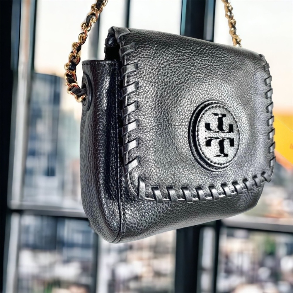 NEW! TORY BURCH Marion Small Crossbody Leather Purse Black